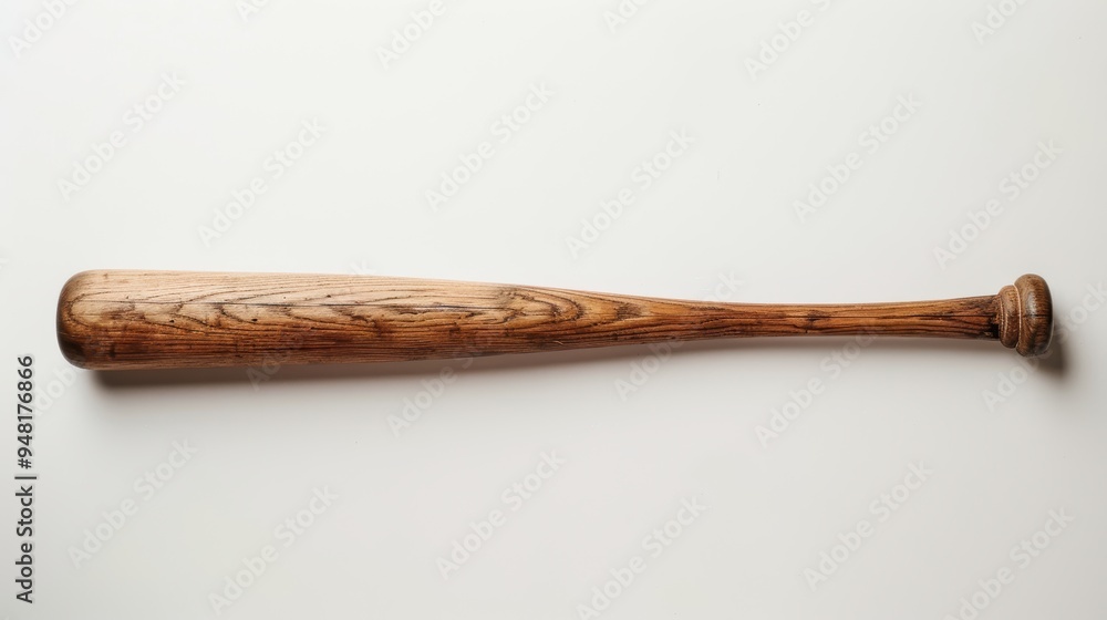 Wooden baseball bat lying on a white background Wooden baseball bat lying on a white background