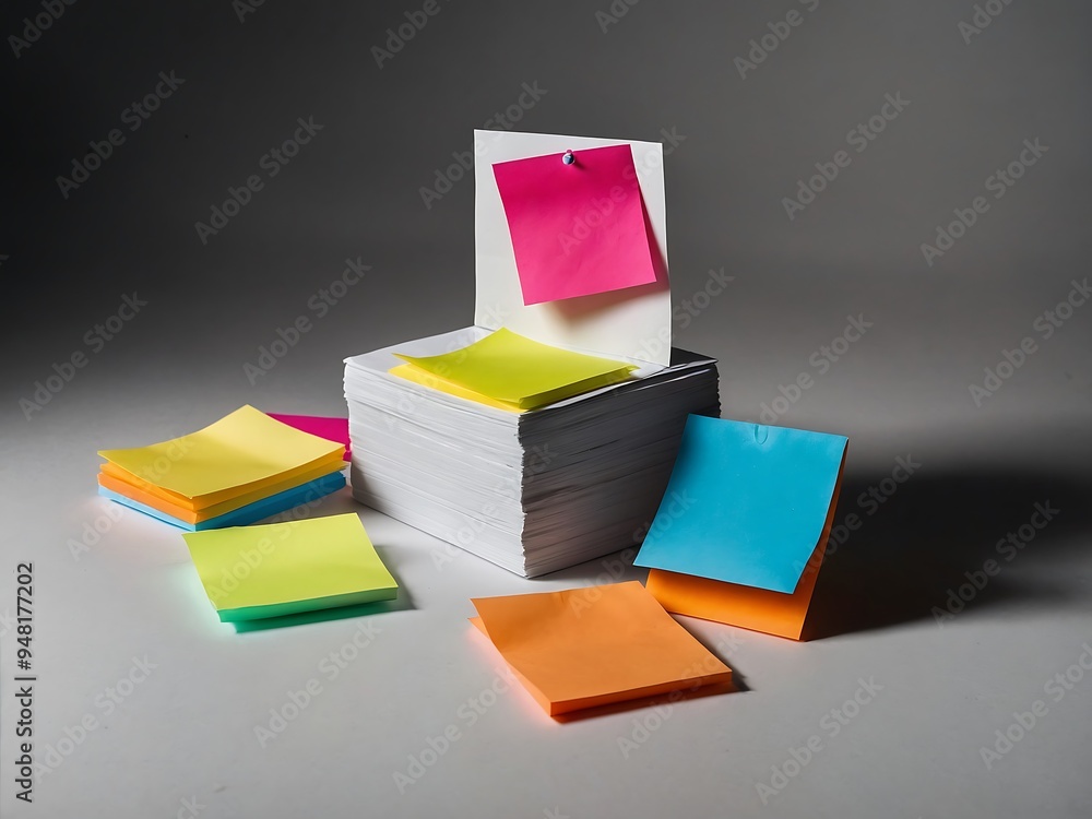 White Paper with Colorful Sticky Note White Paper with Colorful Sticky Note