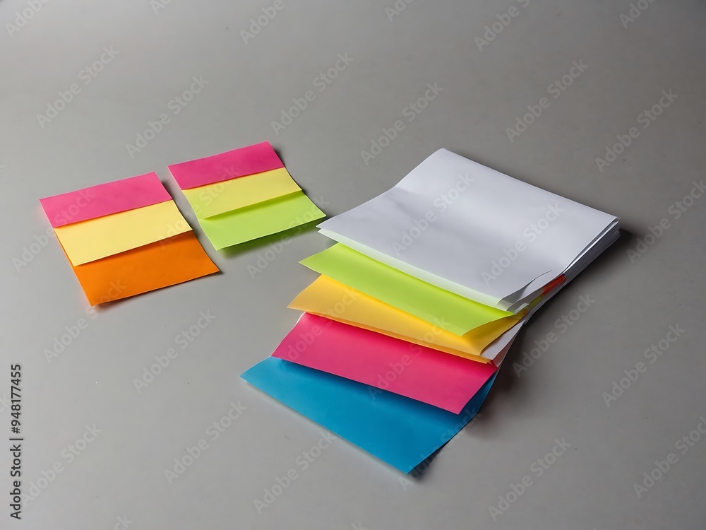 White Paper with Colorful Sticky Note White Paper with Colorful Sticky Note