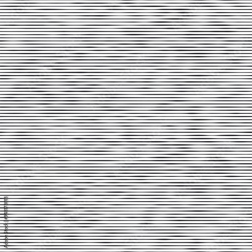 Seamless repeating pattern with hand-drawn horizontal thin black lines on a white background. Striped linear texture. Geometric vector illustration.