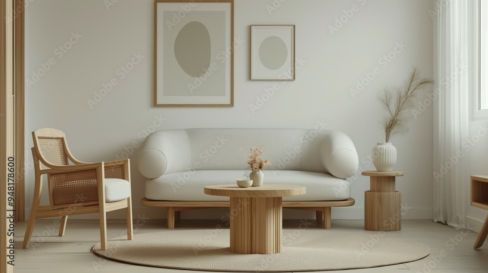 Cozy modern home room interior with sofa and chair Cozy modern home room interior with sofa and chair