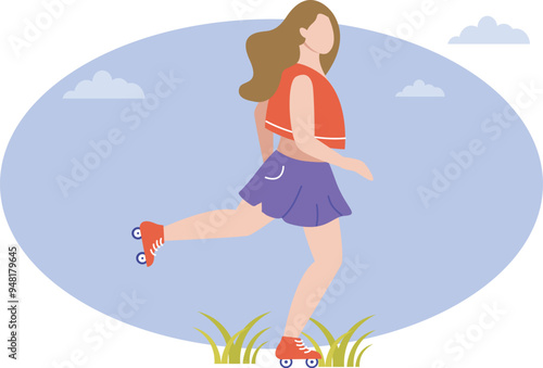 The girl is roller skating.