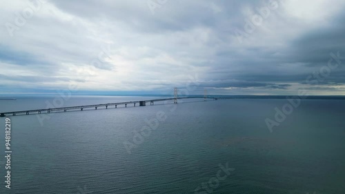 Wallpaper Mural The suspension bridge over the lake or a river. Aerial video of the bridge. Torontodigital.ca