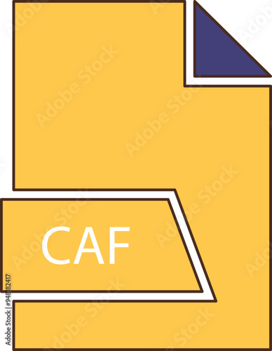 CAF File format icon in shapes 2 colors and side contour