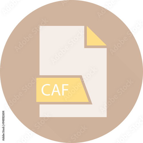 CAF File format icon spCAF in shapes and circular shape outside
