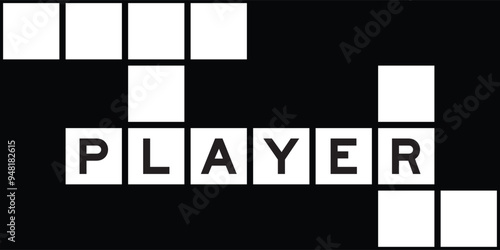 Alphabet letter in word player on crossword puzzle background