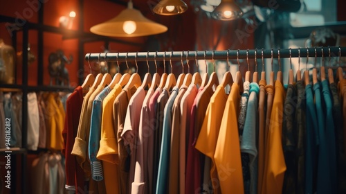 Colorful Assortment of Fashion Garments Displayed in a Boutique