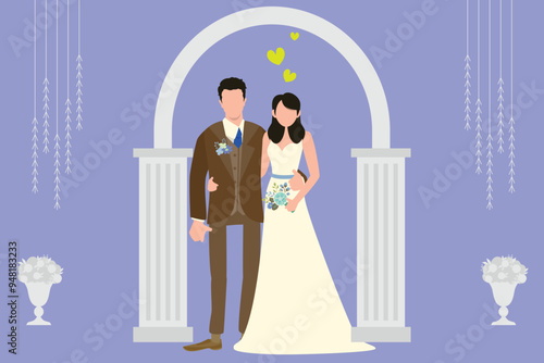 The couple is standing.