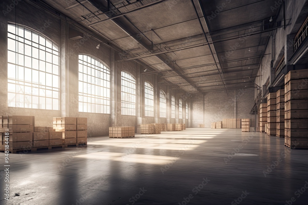 Interior of a modern warehouse storage. Interior of a modern warehouse storage.