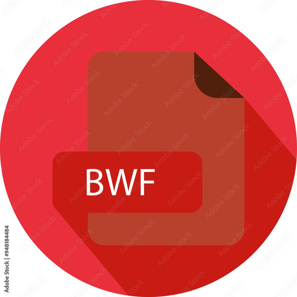 BWF File extension icon with black shadow circular icon BWF File extension icon with black shadow circular icon