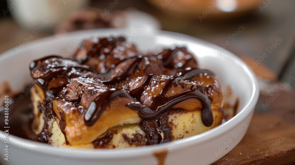 delicious chocolate swirl in a rich bread pudding delicious chocolate swirl in a rich bread pudding