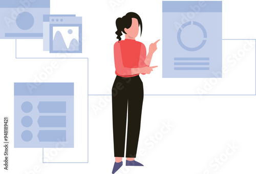 The girl is looking at the chart.