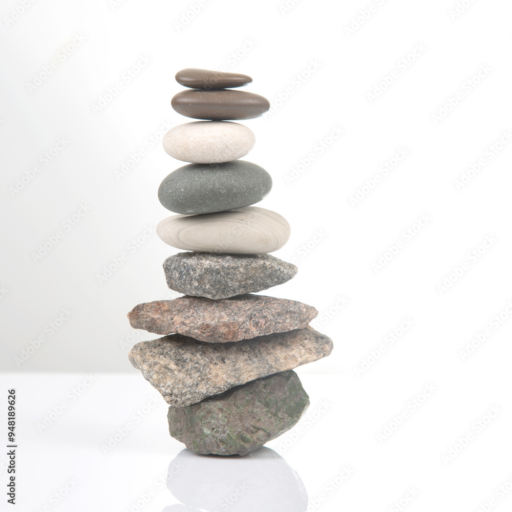 pyramid of stacked stones on a white background. stabilization and balance in life pyramid of stacked stones on a white background. stabilization and balance in life