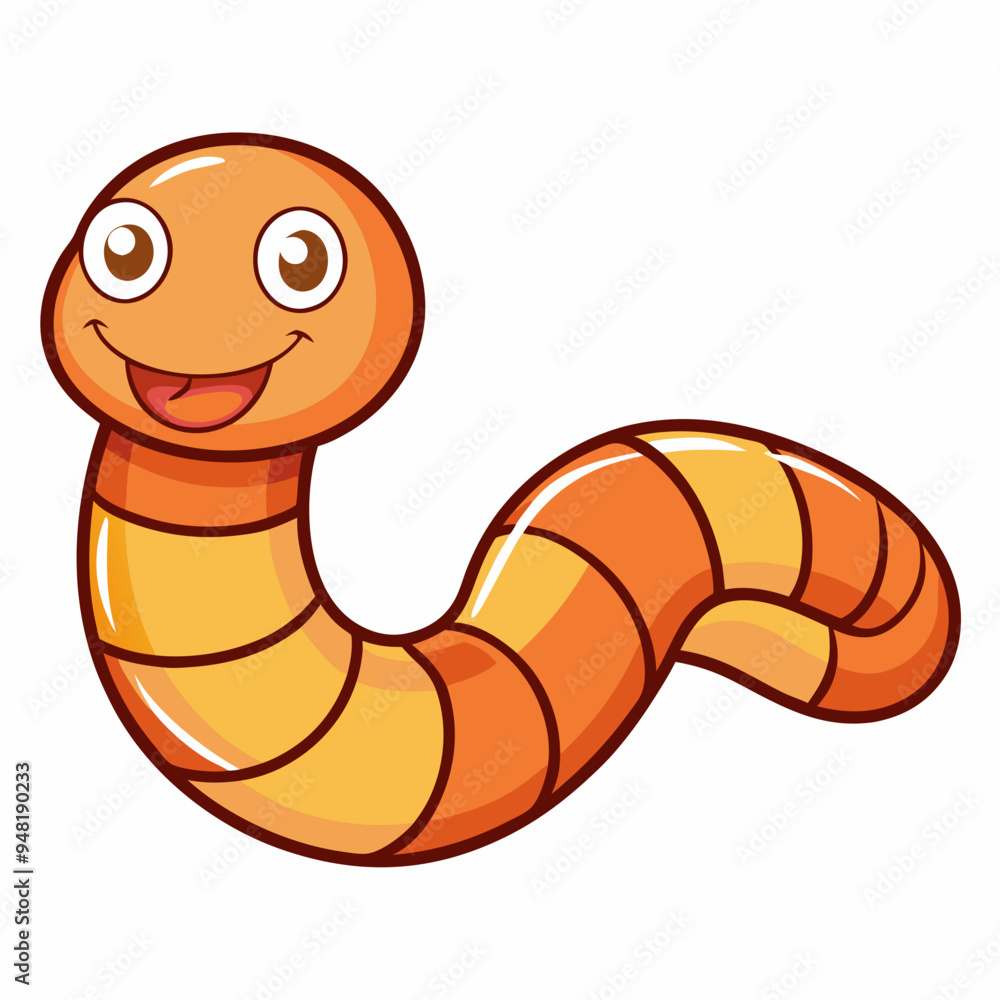 Fototapeta premium Worm smiling and crawling stock illustration