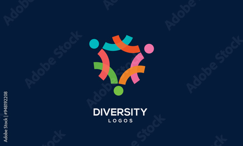 diversity people team family colourful logo vector icon symbol