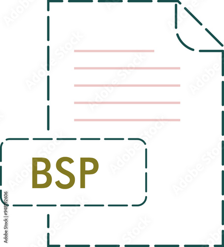 BSP File format icon rounded dashed outline