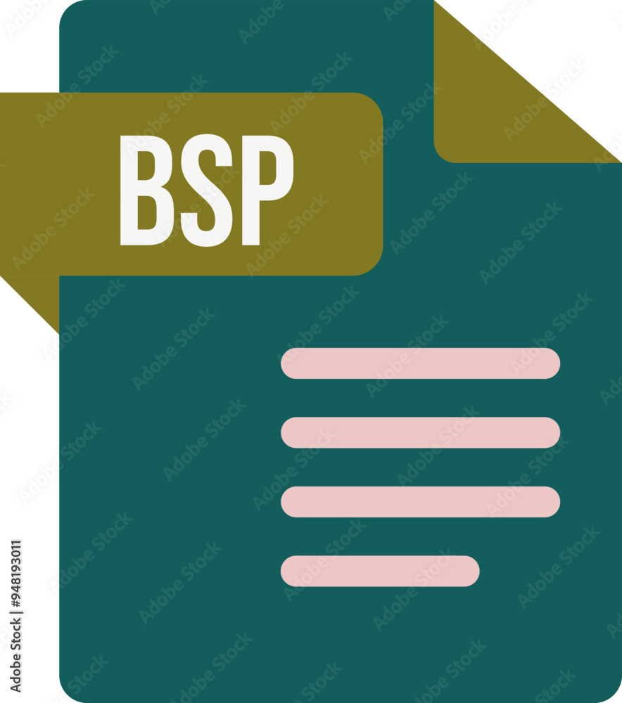 BSP File icon with dark ciolor and folded doc BSP File icon with dark ciolor and folded doc