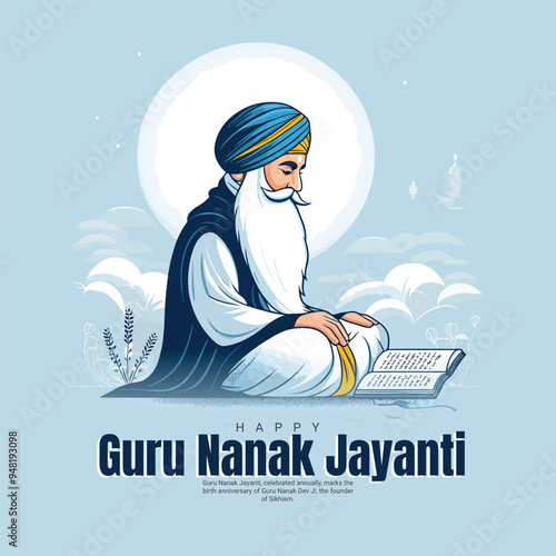 Happy Guru Nanak Jayanti social media post banner template