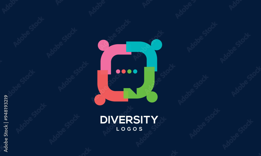 Vector icon illustration of a chat bubble representing diversity, family, togetherness, and human unity Vector icon illustration of a chat bubble representing diversity, family, togetherness, and human unity