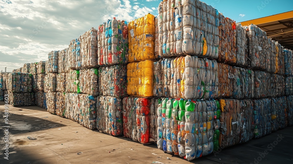 Recycling Facility with Rows of Waste Bales. Recycling facility ...
