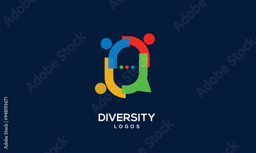 Vector icon illustration of a chat bubble representing diversity, family, togetherness, and human unity