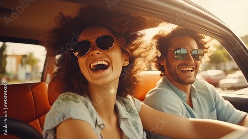 Happy Friends on a Road Trip, Enjoying the Journey in a Car Interior