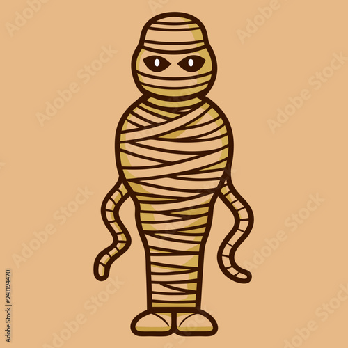 Scary mummy standing stock illustration