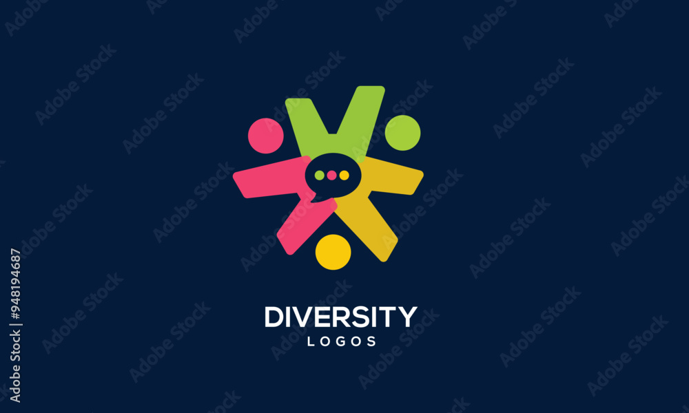 Vector icon illustration of a chat bubble representing diversity, family, togetherness, and human unity Vector icon illustration of a chat bubble representing diversity, family, togetherness, and human unity