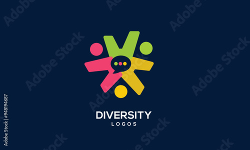 Vector icon illustration of a chat bubble representing diversity, family, togetherness, and human unity