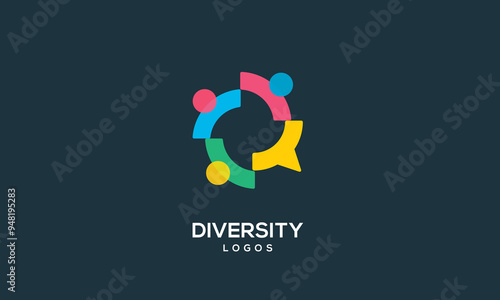 Vector icon illustration of a chat bubble representing diversity, family, togetherness, and human unity