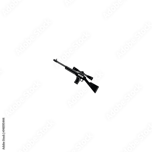 Gun and automatic weapon vector icons. Military combat firearms pictograms. Gun and automatic weapon, rifle and firearm, vector illustration