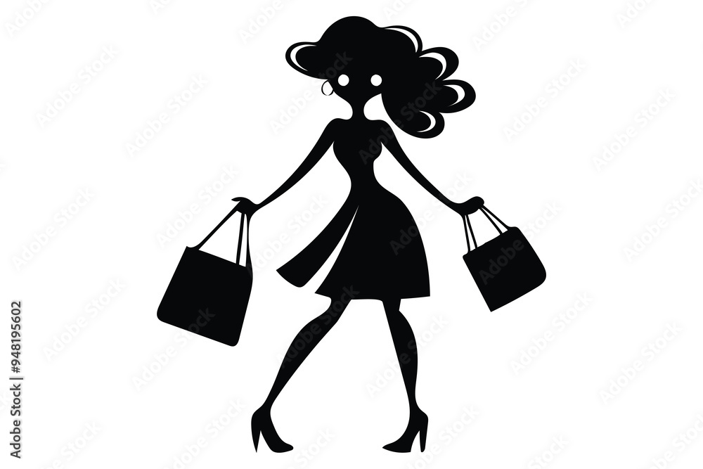 shopping girl Silhouette Vector Illustration shopping girl Silhouette Vector Illustration