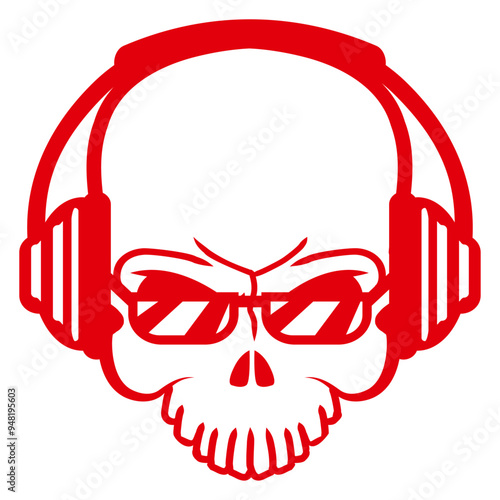 Funny Skull Undead Bones Head Halloween Horror Monster Sunglasses Headphone Music Device Listen Loud Bass Sound DJ Party Night Clubber Raver Disco Club Band Concert Techno Discothek Cool Love Humor