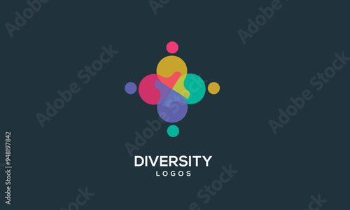 diversity people team family colourful logo vector icon symbol
