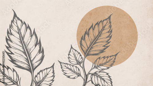 Botanical background. Abstract plant shapes. Minimalist illustration for printing on wall decorations.