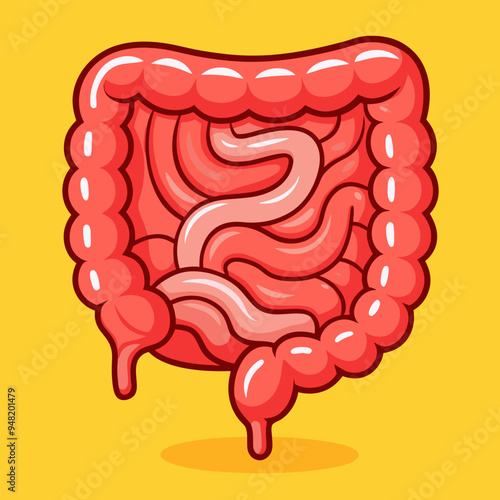 Colon or intestine in cartoon style stock illustration