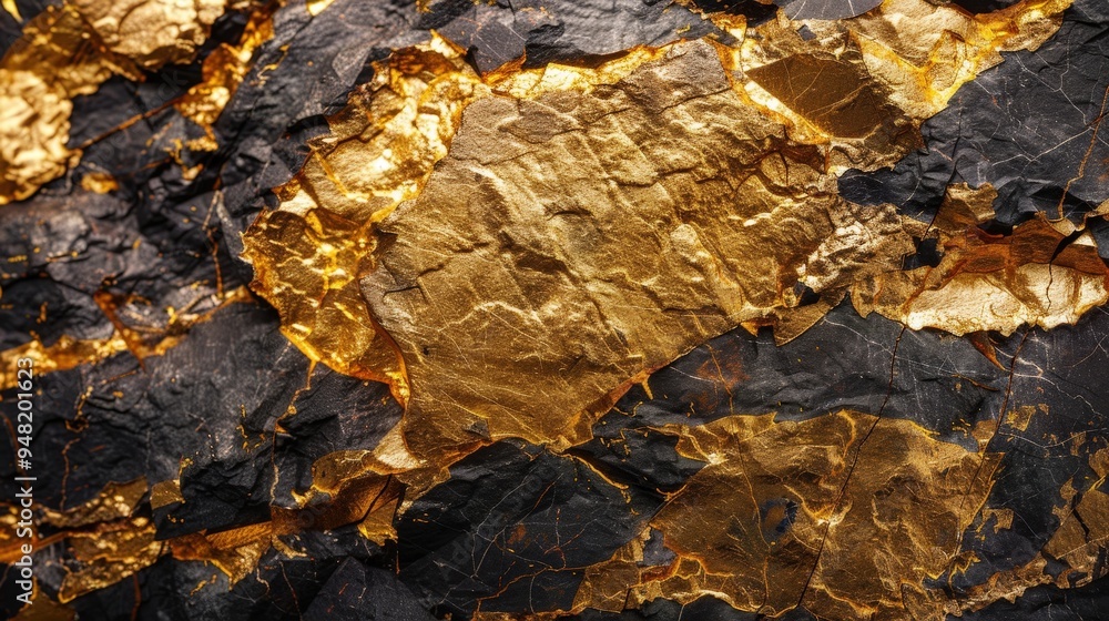 intricate beauty of gold ore, showcasing its embedded golden veins against a backdrop of rugged rock. intricate beauty of gold ore, showcasing its embedded golden veins against a backdrop of rugged rock.