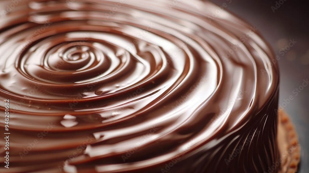 intricate chocolate swirl pattern on a gourmet cake. intricate chocolate swirl pattern on a gourmet cake.