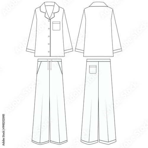 Sleepwear design template. Vector illustration of Pajamas