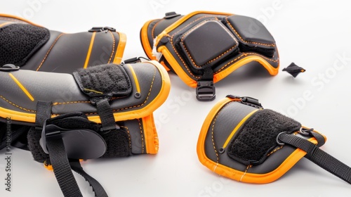 Set of protective wear knee pads and elbow pads for construction workers