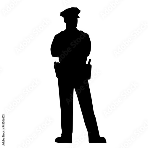 Silhouette police officer vector 