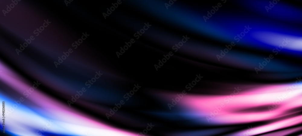 Fototapeta premium Dark blue digital abstract background with ultraviolet neon glow, blurry light lines, waves