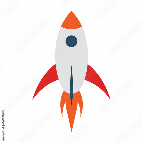 Minimalist Rocket Logo - Vector Illustration on White Background