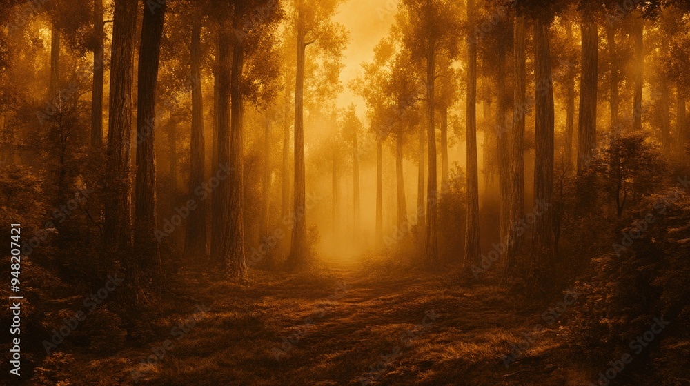 An enchanted forest shrouded in thick fog, with towering trees and a mystical ambiance that evokes a sense of wonder. An enchanted forest shrouded in thick fog, with towering trees and a mystical ambiance that evokes a sense of wonder.