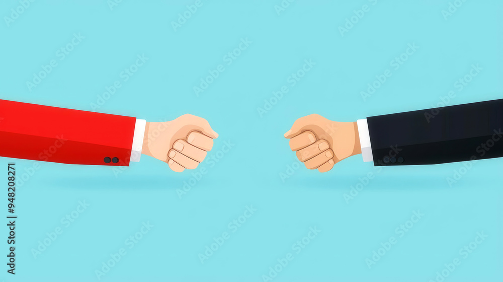 Two companies in a tugofwar over market share, flat design illustration Two companies in a tugofwar over market share, flat design illustration