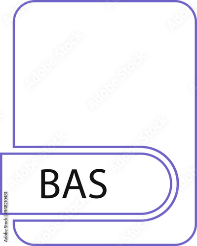 BAS File format icon black outline and light color