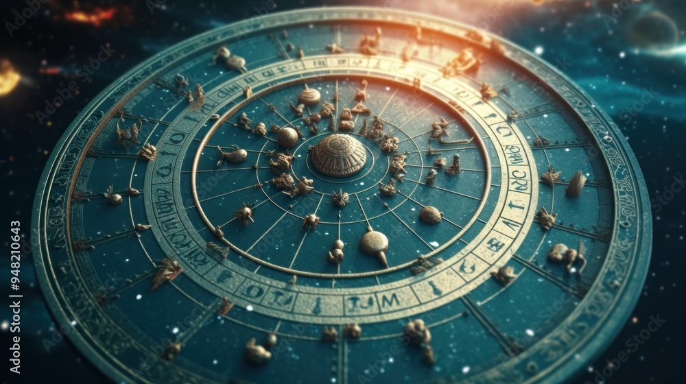 Fototapeta premium Zodiac Wheel and Stars
