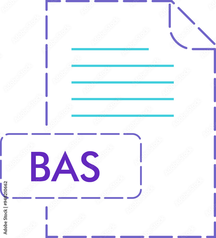 BAS File format icon rounded dashed outline BAS File format icon rounded dashed outline
