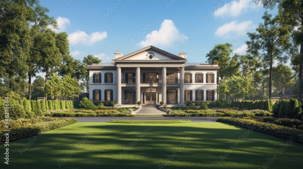 Classical Mansion with Lush Greenery Classical Mansion with Lush Greenery