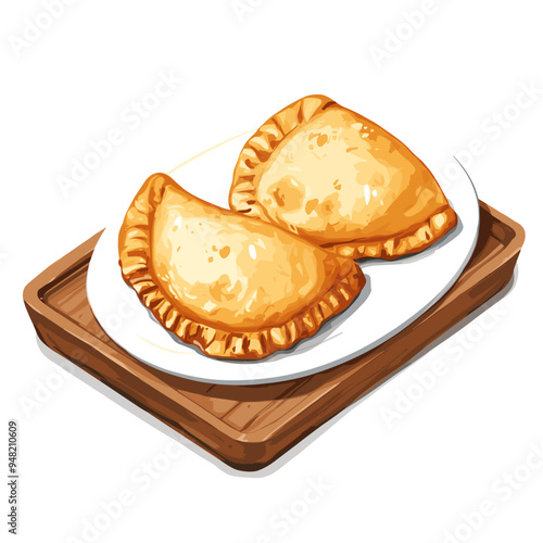 Vector Illustration of Latin American Empanadas on a Plate